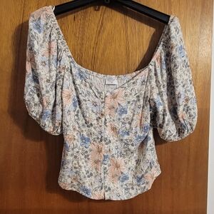 Sienna Sky Floral Blouse with Puff Sleeves